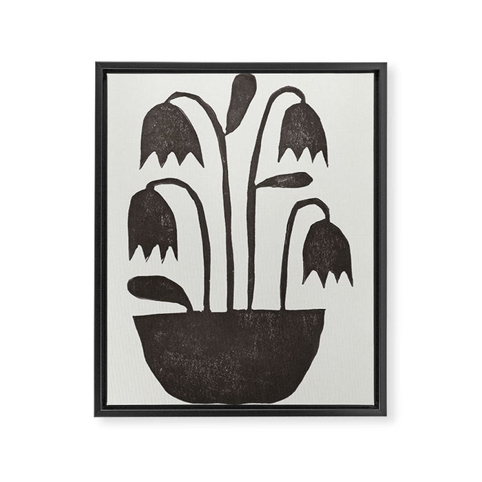 Linocut Tulips #2 Framed Canvas Print Gallery Image 1