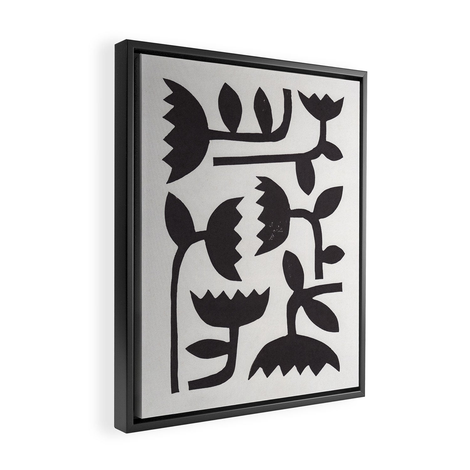 Linocut Tulips #3 Framed Canvas Print Gallery Image 2