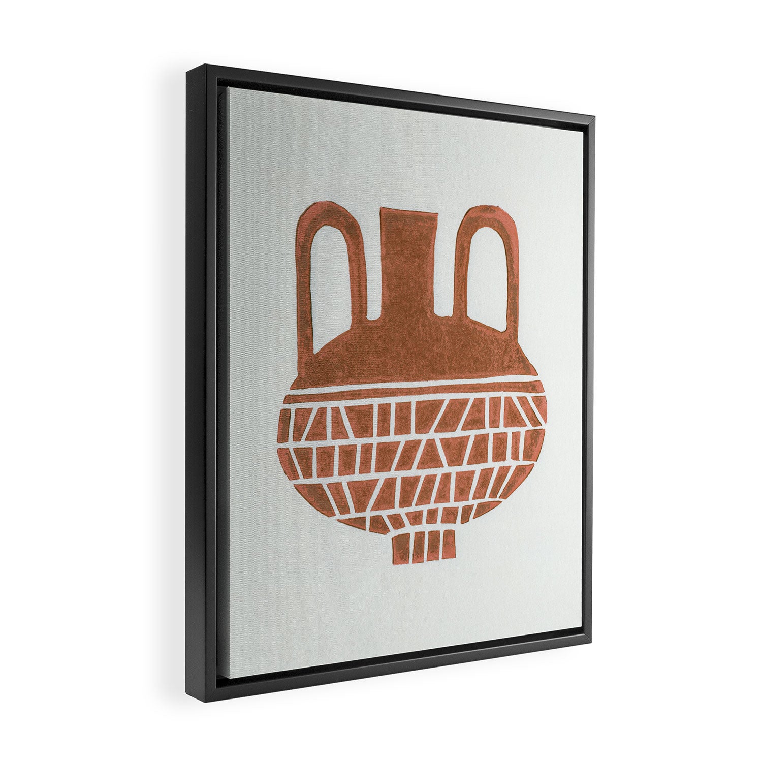 Linocut Vase #2 Framed Canvas Print Gallery Image 2