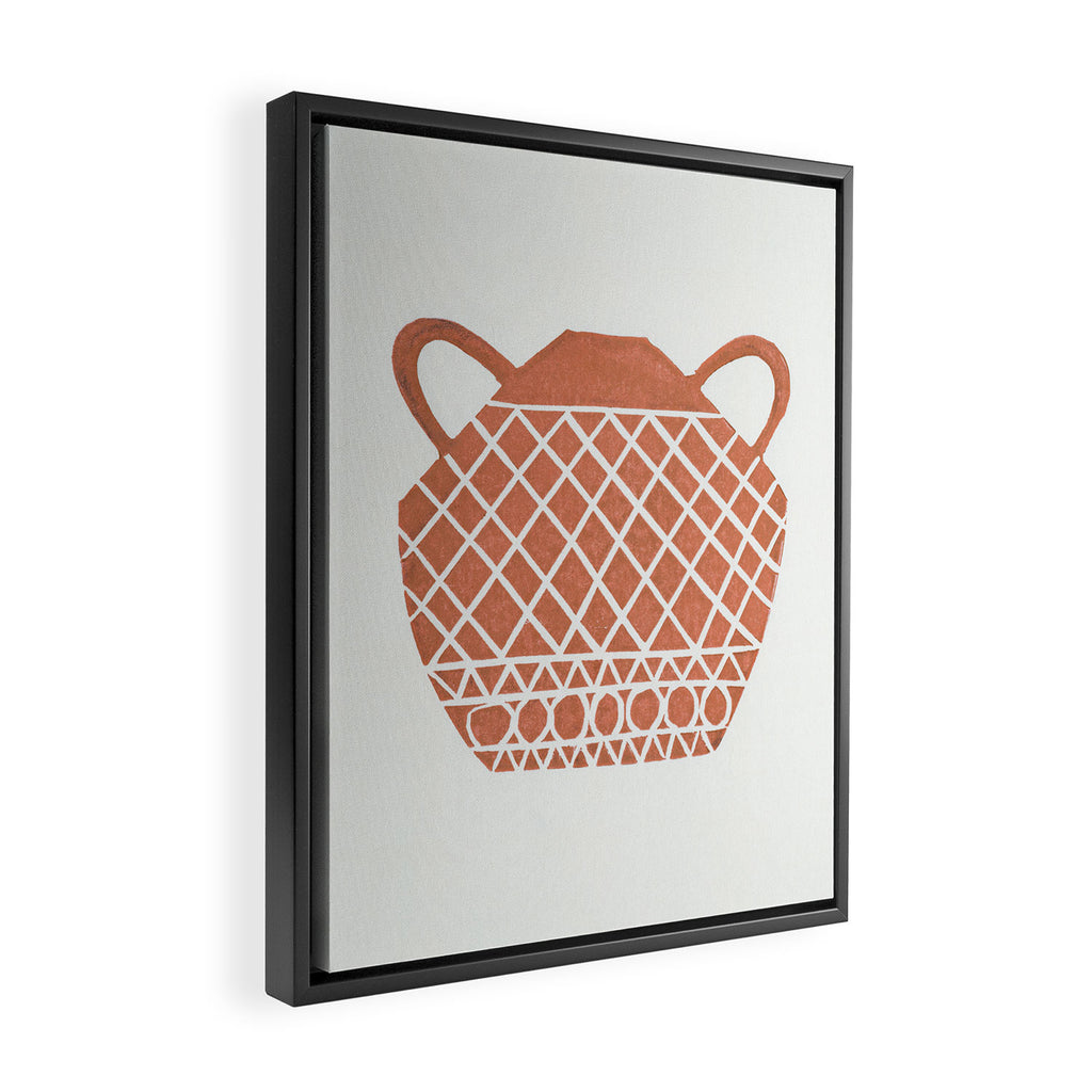 Linocut Vase #3 Framed Canvas Print Gallery Image 2