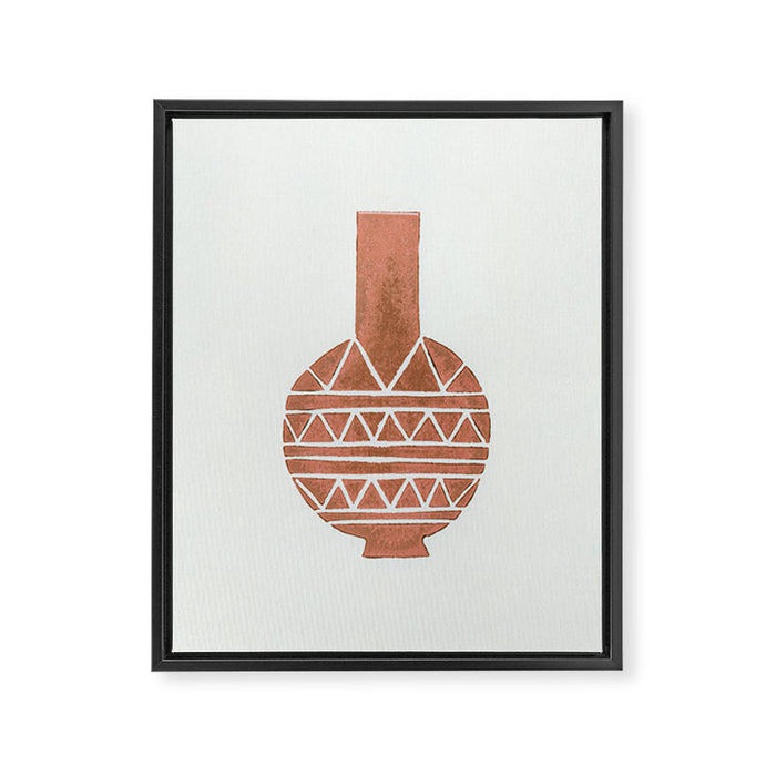 Linocut Vase #4 Framed Canvas Print Gallery Image 1