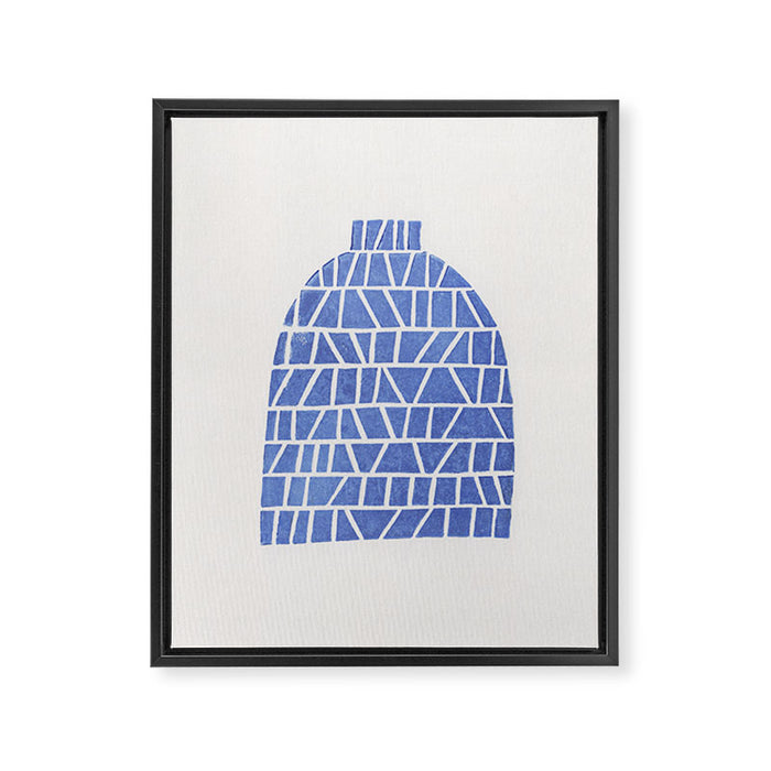 Linocut Vase #5 Framed Canvas Print Gallery Image 1