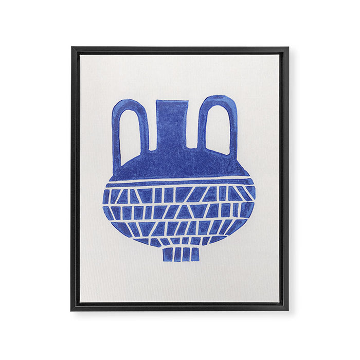 Linocut Vase #6 Framed Canvas Print Gallery Image 1