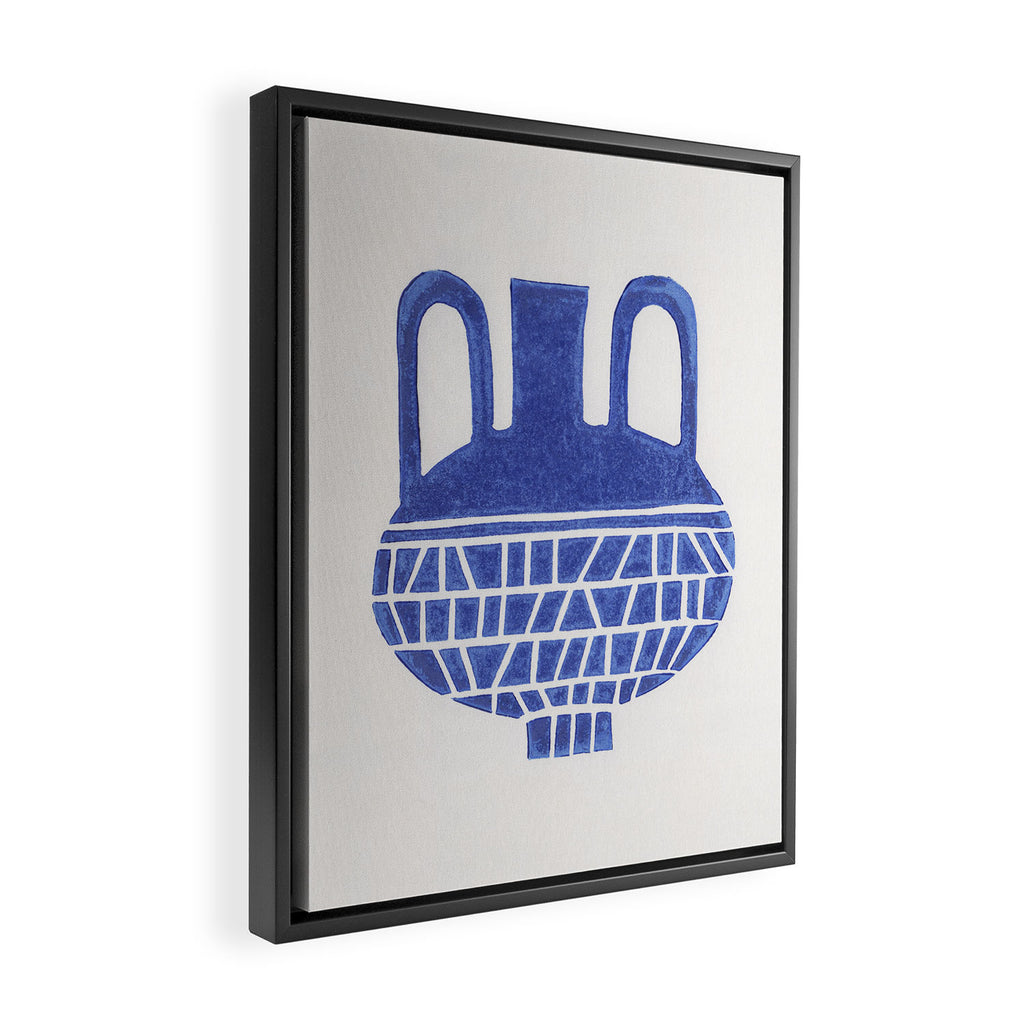 Linocut Vase #6 Framed Canvas Print Gallery Image 2