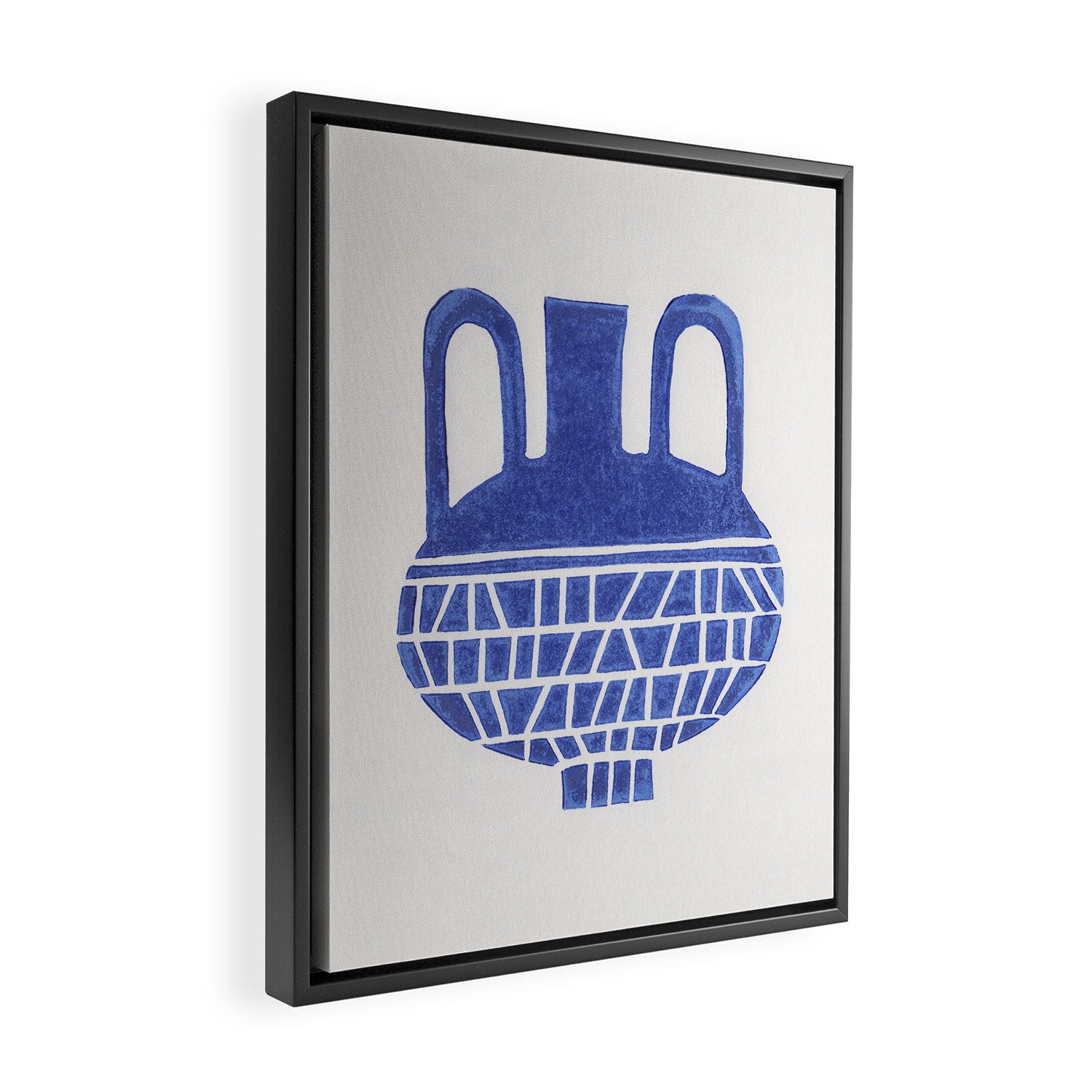 Linocut Vase #6 Framed Canvas Print Gallery Image 2