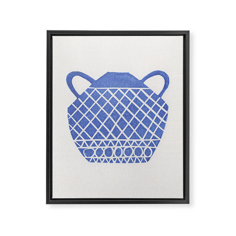 Linocut Vase #7 Framed Canvas Print Gallery Image 6