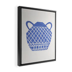 Linocut Vase #7 Framed Canvas Print Gallery Image 2