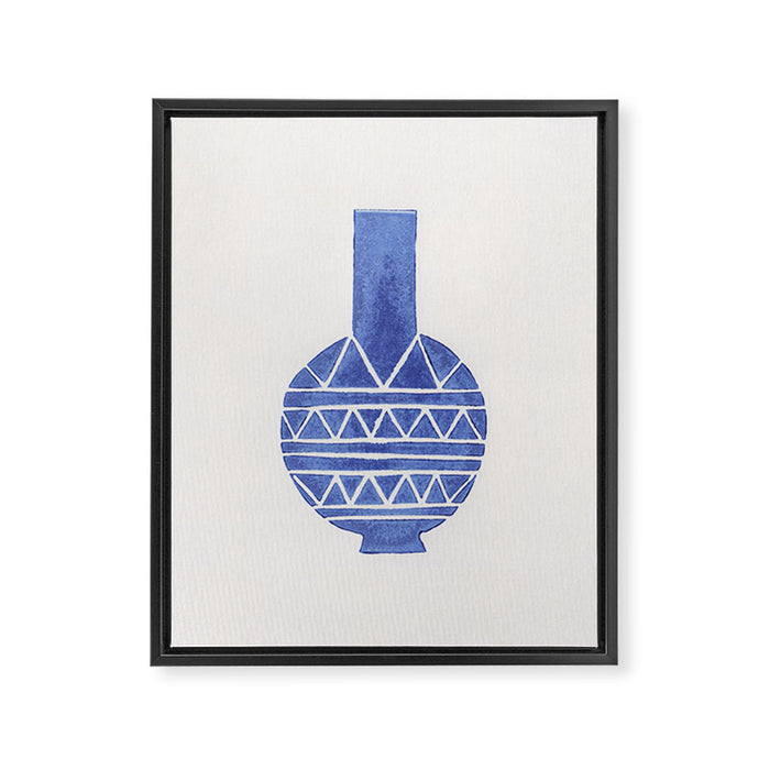 Linocut Vase #8 Framed Canvas Print Gallery Image 1