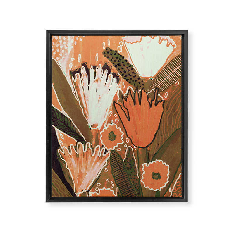 Magic Wildflowers / Orange Framed Canvas Print Gallery Image 6