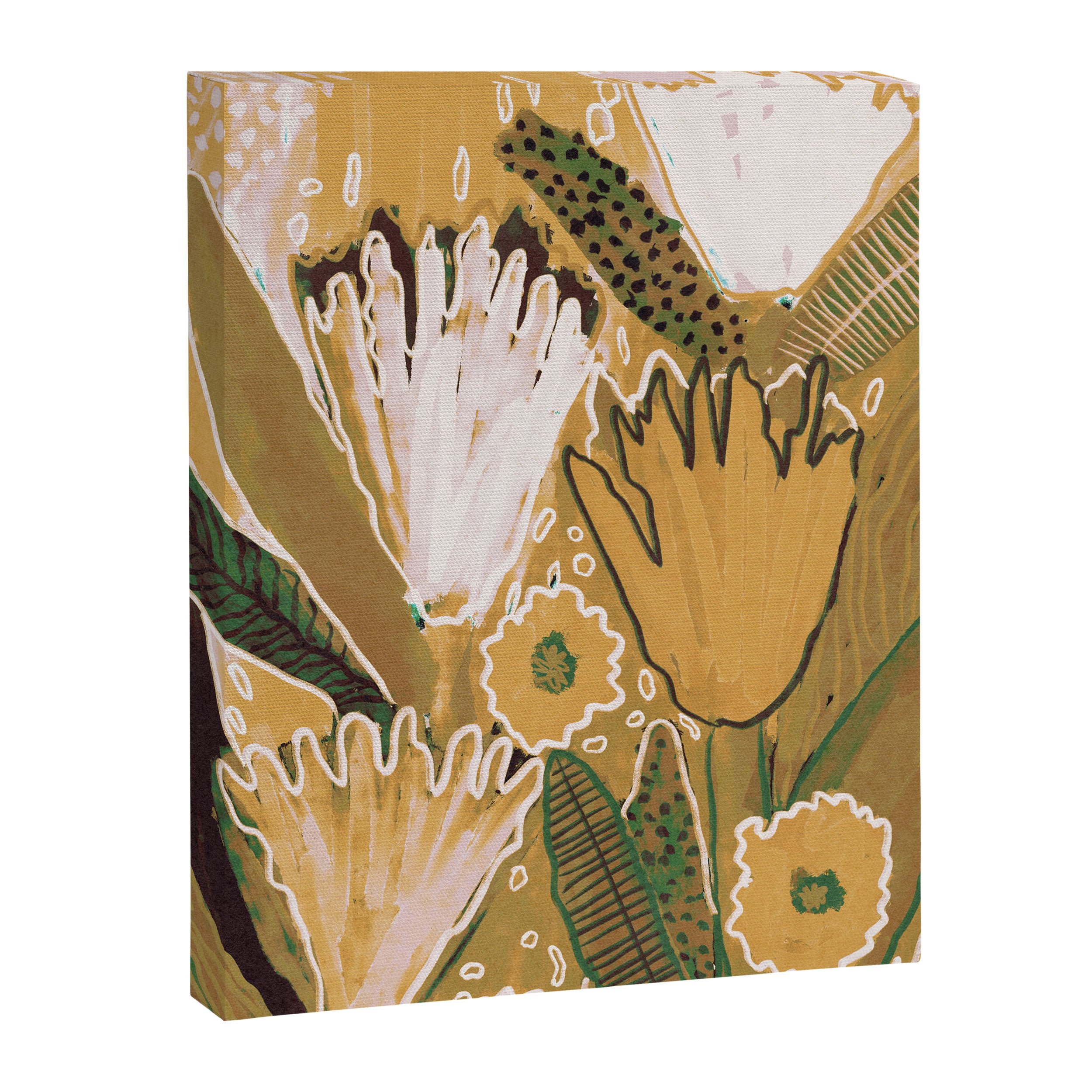 Magic Wildflowers / Yellow & Green Canvas Print Gallery Image 6