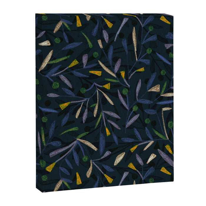 Midnight Floral Pattern 2 - Blue and Yellow Canvas Print Gallery Image 1