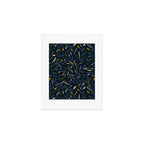 Midnight Floral Pattern 2 - Blue and Yellow Art Print Gallery Image 1