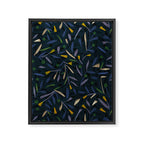 Midnight Floral Pattern 2 - Blue and Yellow Framed Canvas Print Gallery Image 6