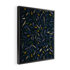 Midnight Floral Pattern 2 - Blue and Yellow Framed Canvas Print Gallery Image 2