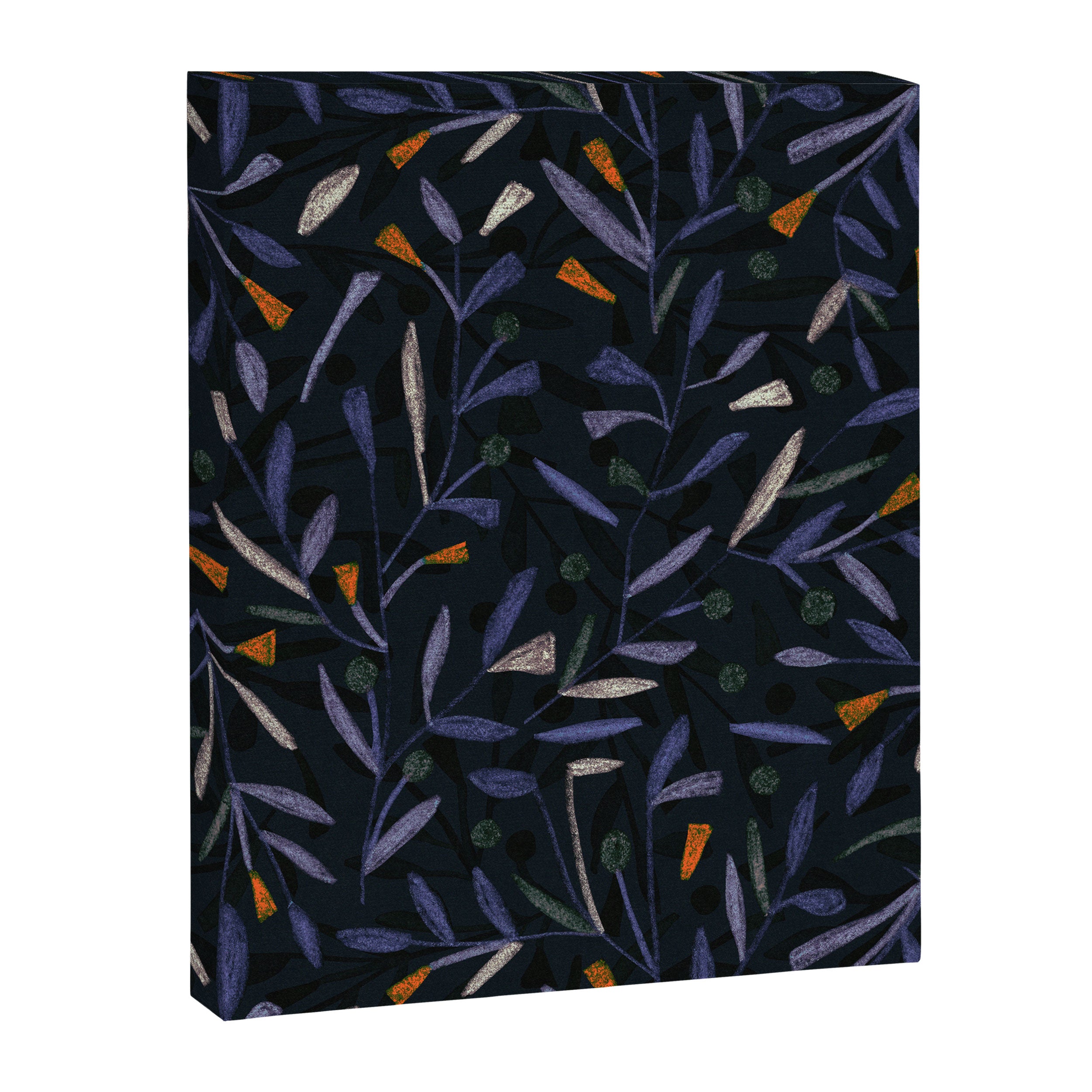 Midnight Floral Pattern #2 / Purple & Orange Canvas Print Gallery Image 6