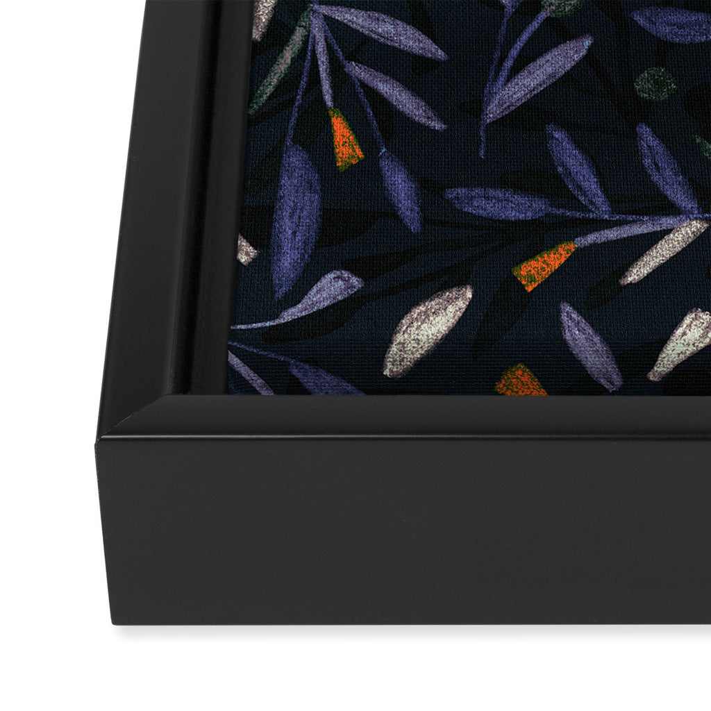 Midnight Floral Pattern #2 / Purple & Orange Framed Canvas Print Gallery Image 3