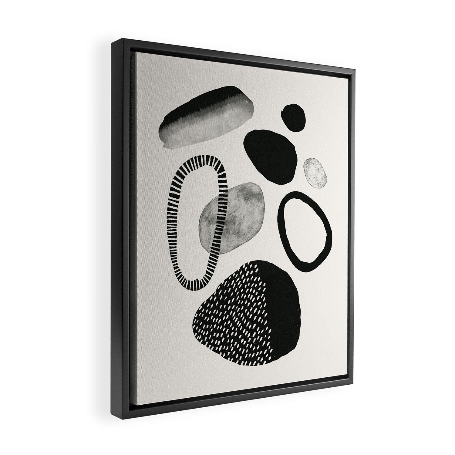 Monochrome Abstract Shapes #1  Framed Canvas Print Gallery Image 2