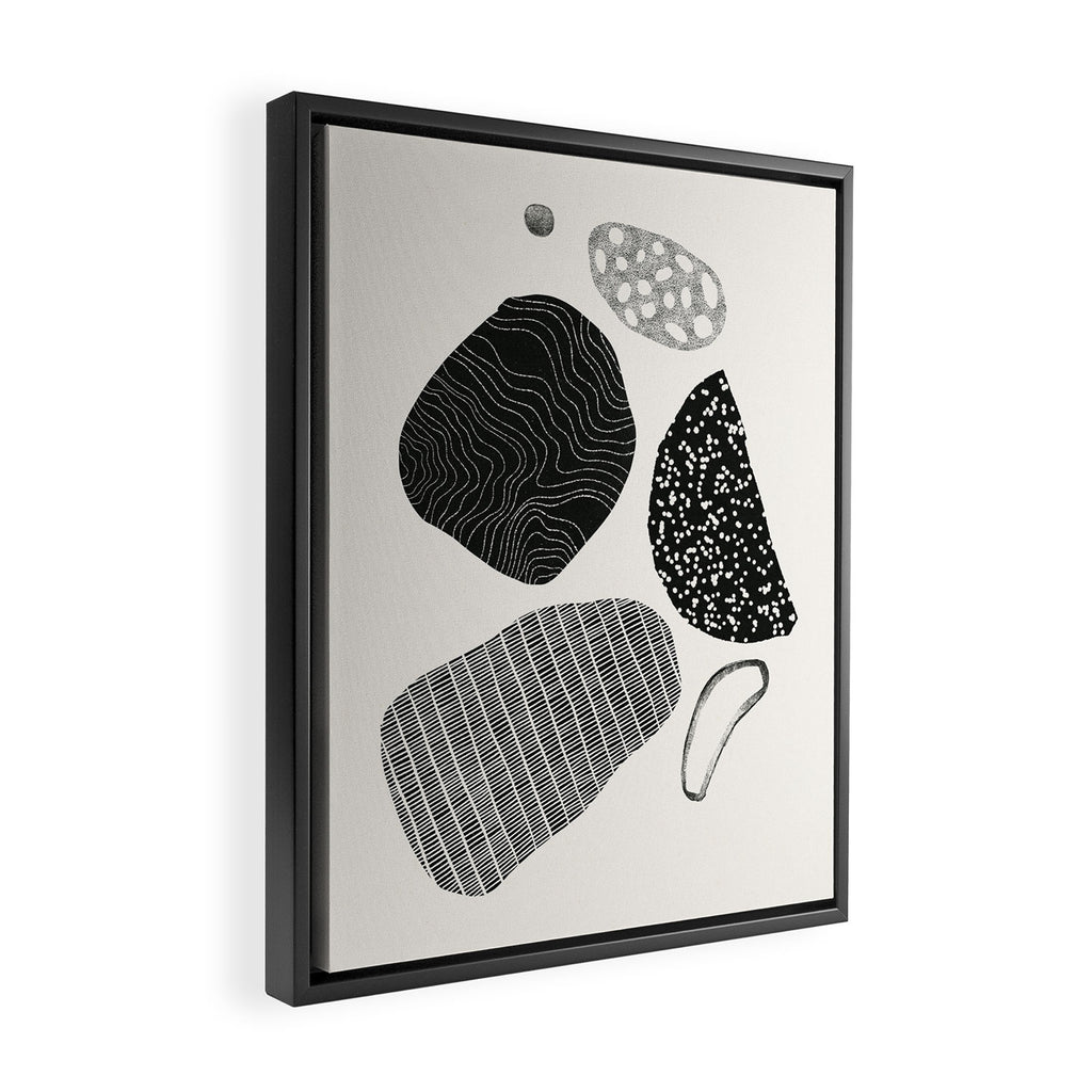 Monochrome Abstract Shapes #2 Framed Canvas Print Gallery Image 2