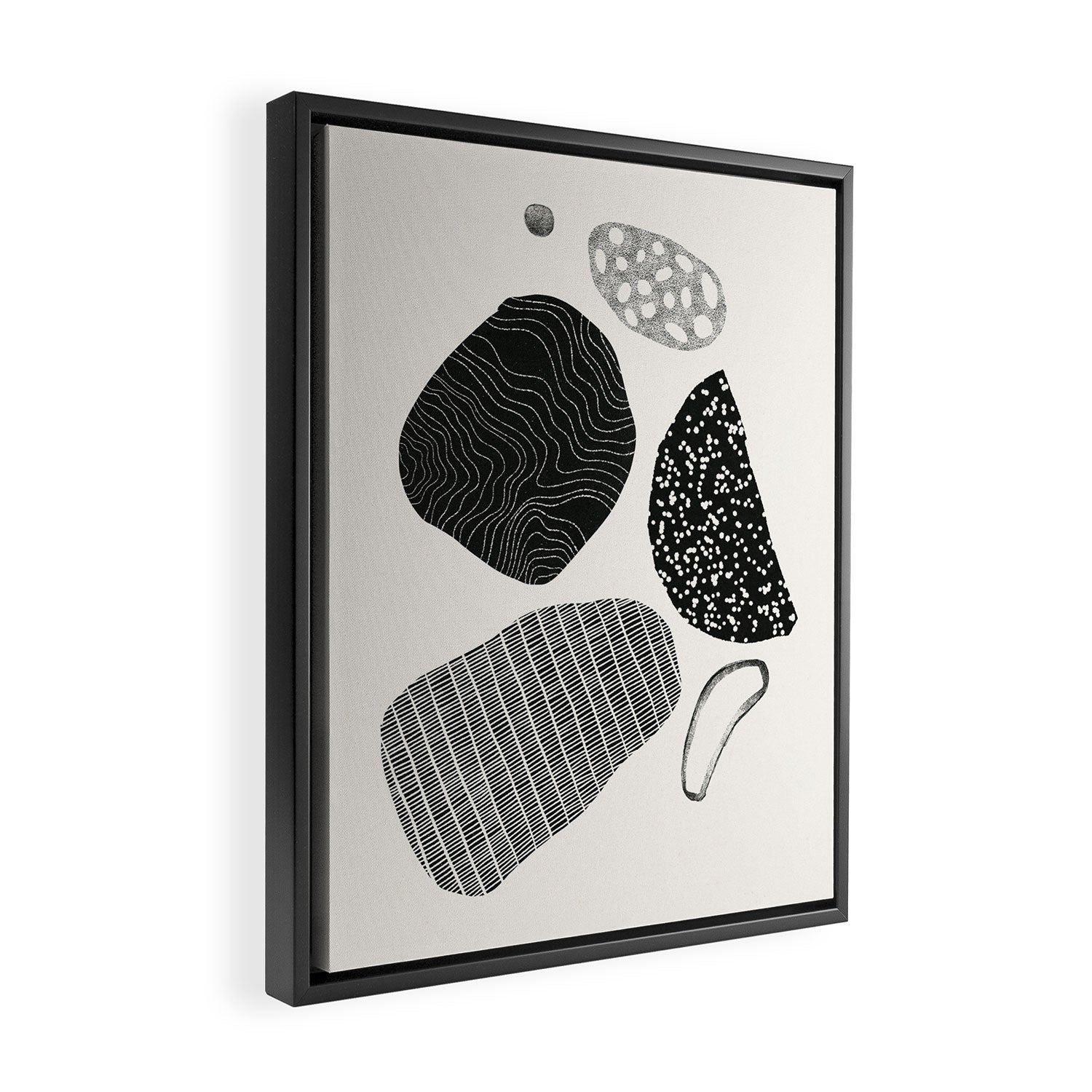 Monochrome Abstract Shapes #2 Framed Canvas Print Gallery Image 2