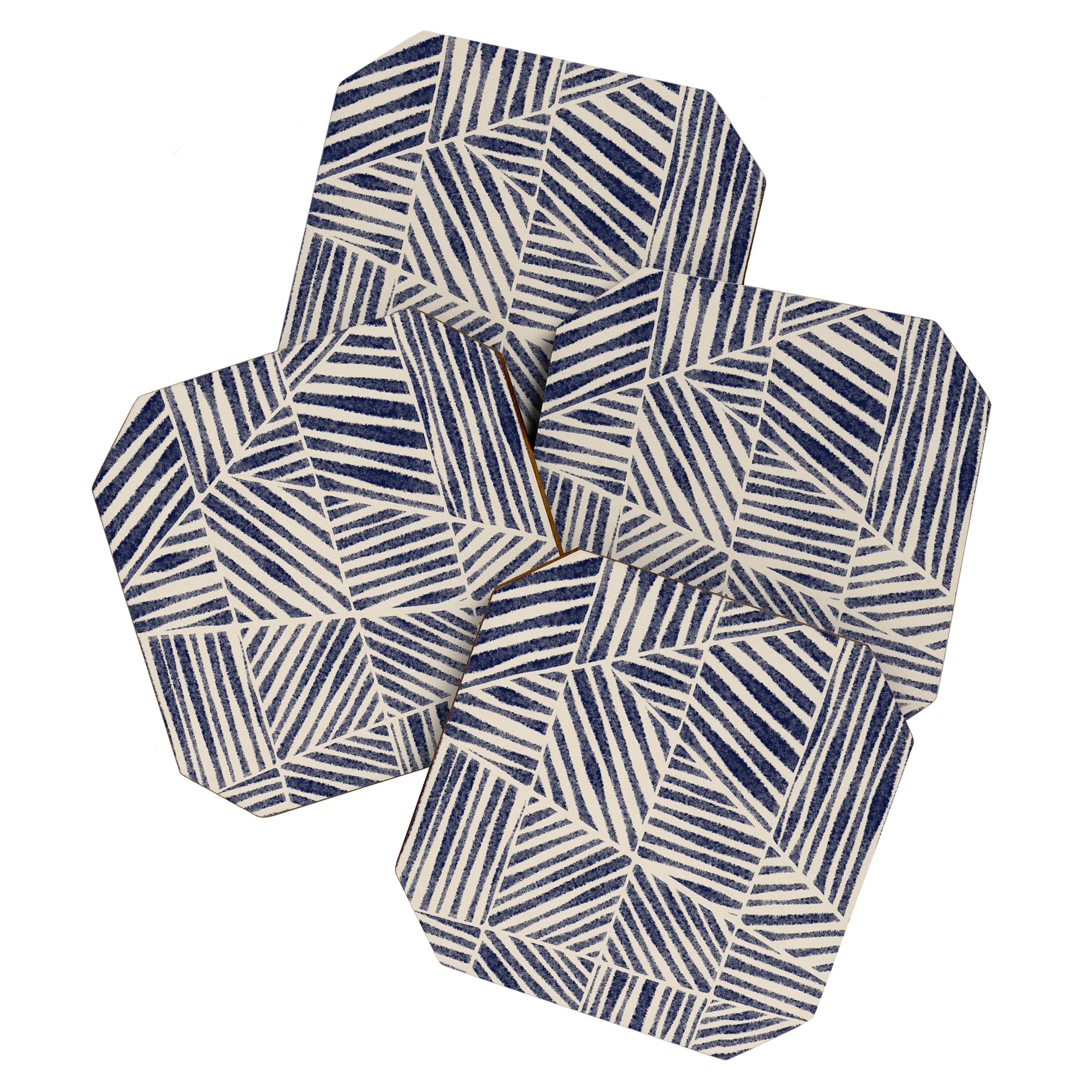 Navy Blue Striped Pattern #1 Coaster Gallery Image 1