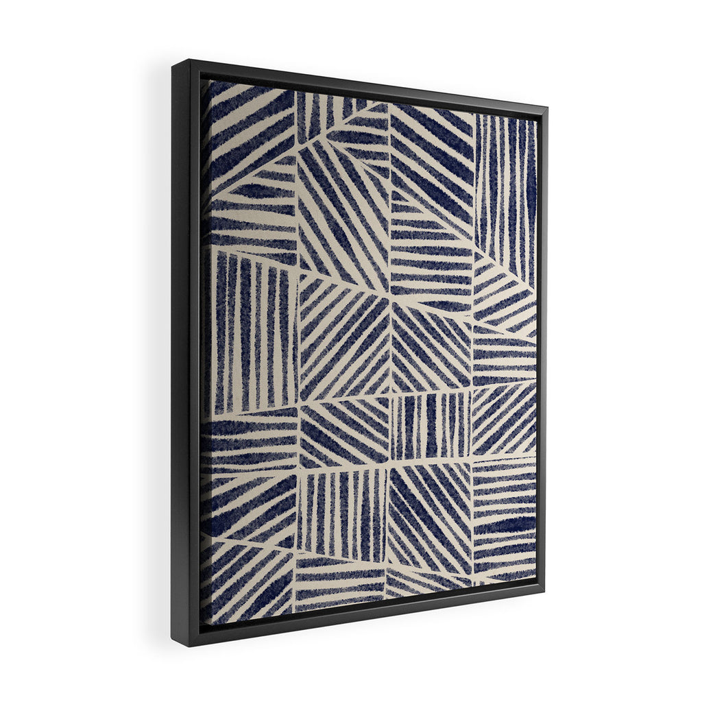 Navy Blue Striped Pattern #1 Framed Canvas Print Gallery Image 2