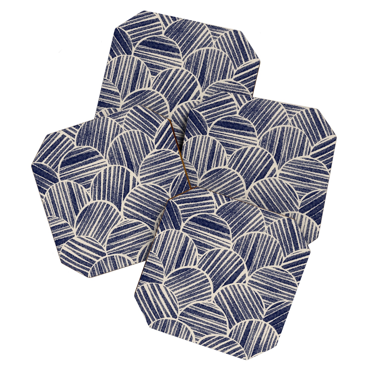 Navy Blue Striped Pattern #2 Coaster Gallery Image 1