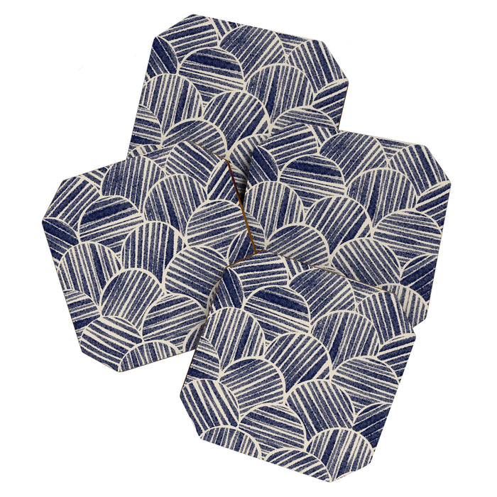 Navy Blue Striped Pattern #2 Coaster Gallery Image 1