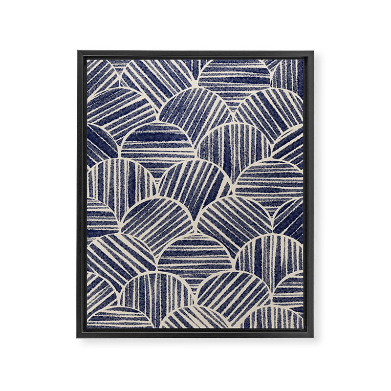 Navy Blue Striped Pattern #2 Framed Canvas Print Gallery Image 8