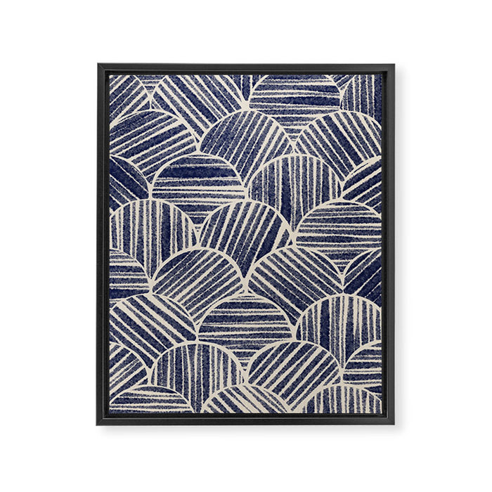 Navy Blue Striped Pattern #2 Framed Canvas Print Gallery Image 1