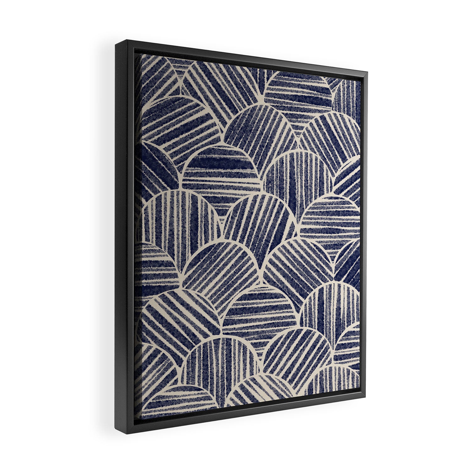 Navy Blue Striped Pattern #2 Framed Canvas Print Gallery Image 2