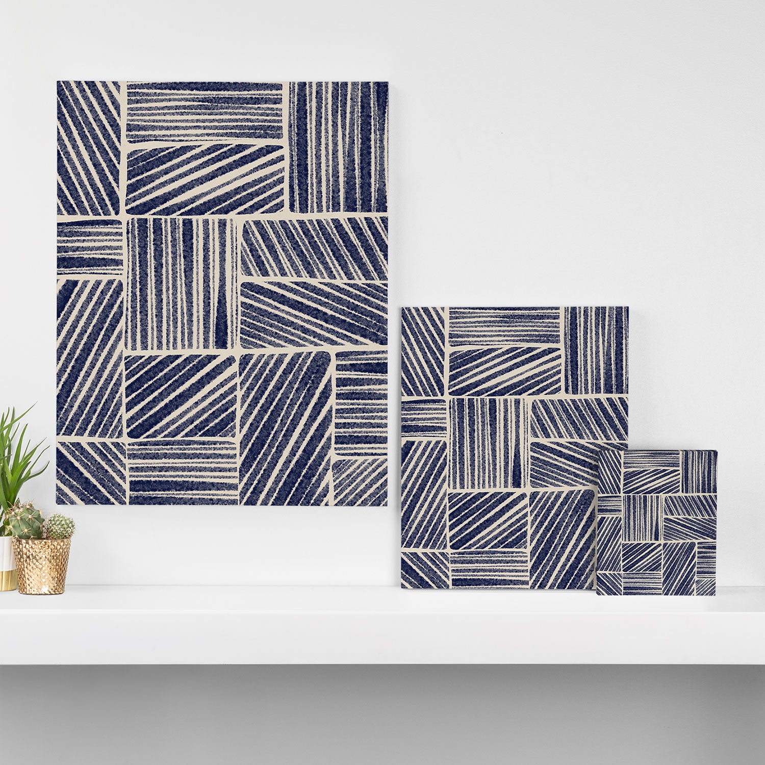 Navy Blue Striped Pattern #3 Canvas Print Gallery Image 3
