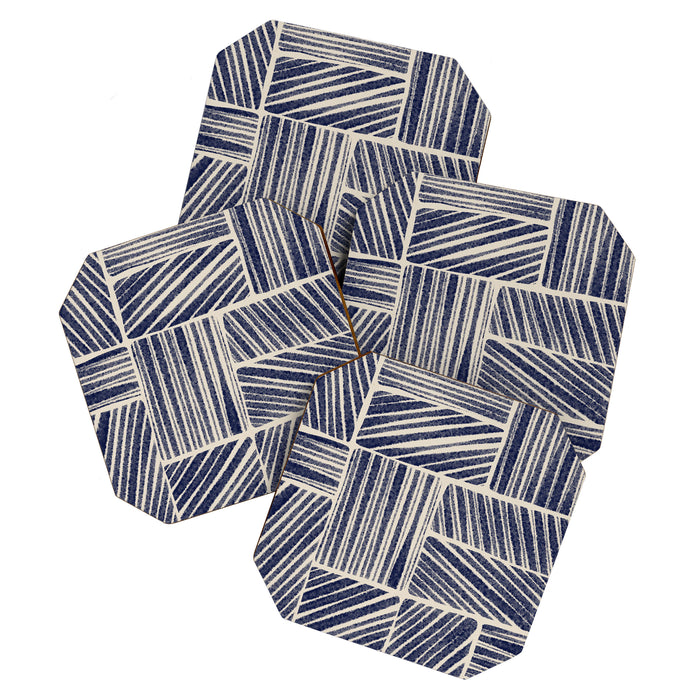 Navy Blue Striped Pattern #3 Coaster Gallery Image 1