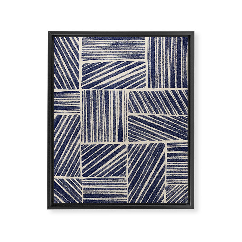 Navy Blue Striped Pattern #3 Framed Canvas Print Gallery Image 3