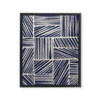 Navy Blue Striped Pattern #3 Framed Canvas Print Gallery Image 3