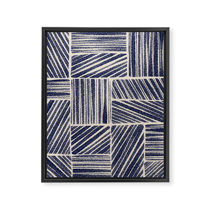 Navy Blue Striped Pattern #3 Framed Canvas Print Gallery Image 1