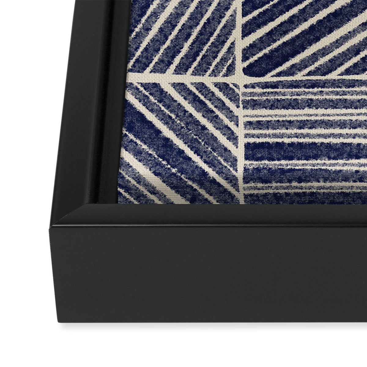 Navy Blue Striped Pattern #3 Framed Canvas Print Gallery Image 3