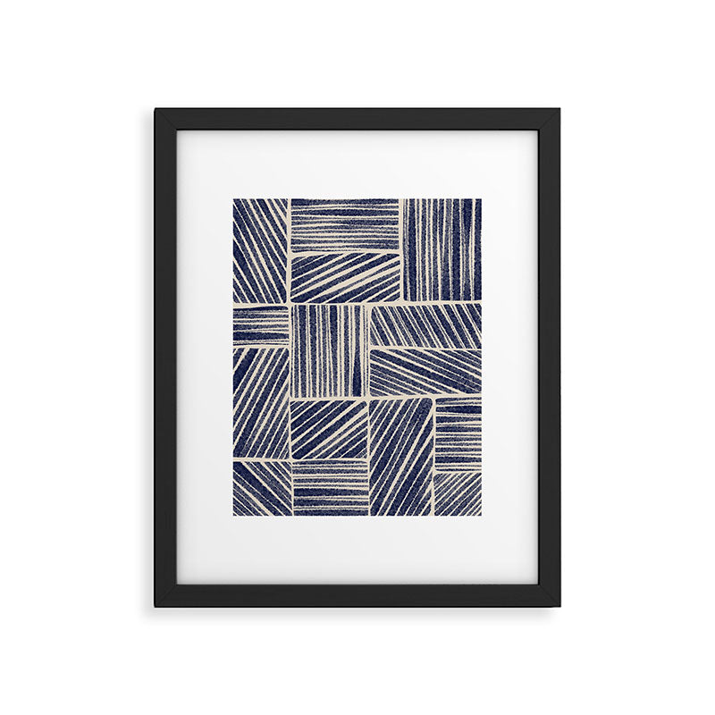 Navy Blue Striped Pattern #3 Framed Art Print Gallery Image 4