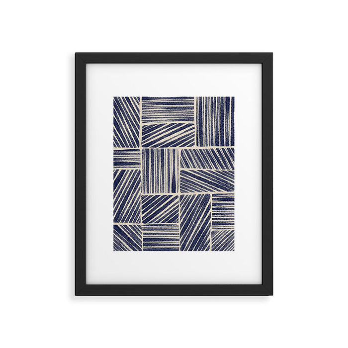 Navy Blue Striped Pattern #3 Framed Art Print Gallery Image 1