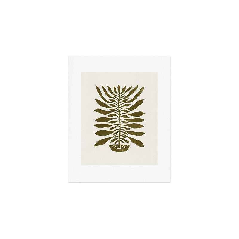 ne Hundred-Leaved Plant #22 / Lino Print Art Print Gallery Image 1
