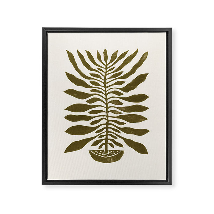 ne Hundred-Leaved Plant #22 / Lino Print Framed Canvas Print Gallery Image 1