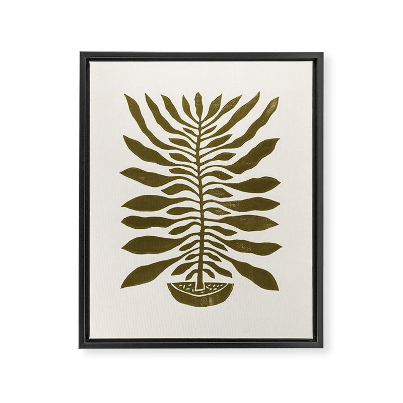 ne Hundred-Leaved Plant #22 / Lino Print Framed Canvas Print Gallery Image 6