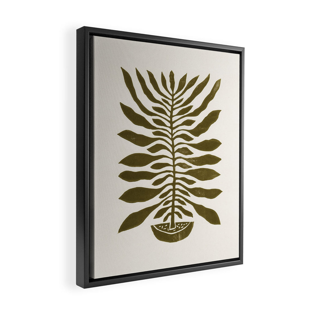 ne Hundred-Leaved Plant #22 / Lino Print Framed Canvas Print Gallery Image 2