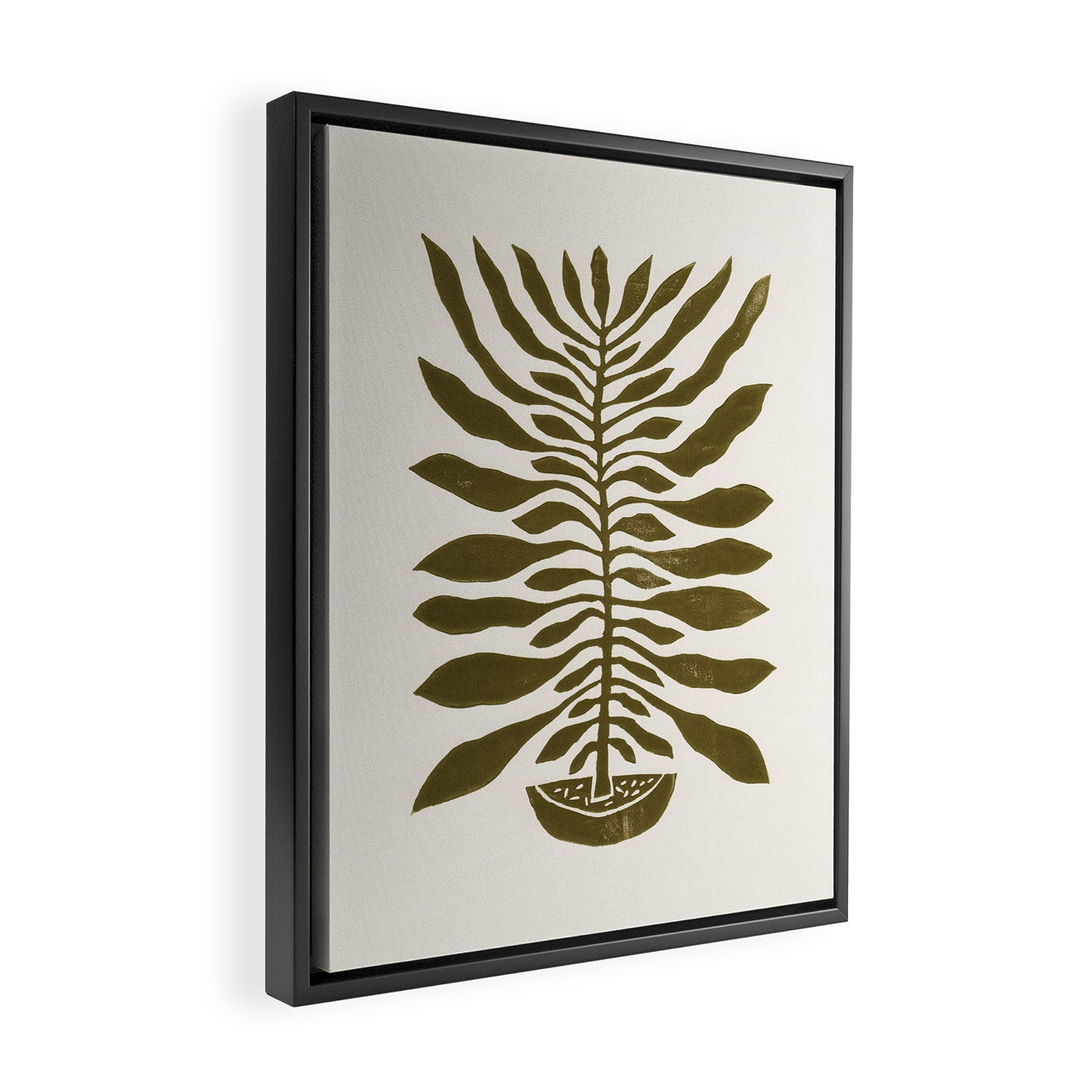 ne Hundred-Leaved Plant #22 / Lino Print Framed Canvas Print Gallery Image 2