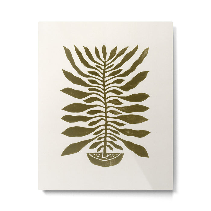 ne Hundred-Leaved Plant #22 / Lino Print Metal Print Gallery Image 1