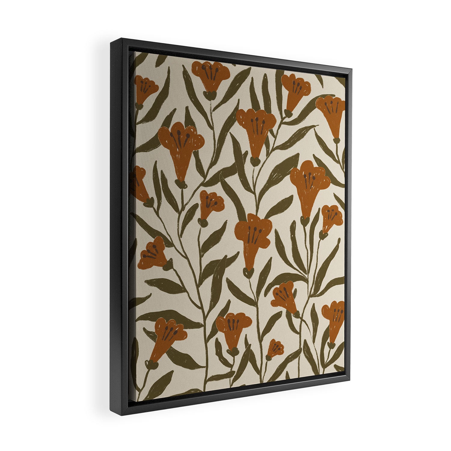Orange Bellflowers Framed Canvas Print Gallery Image 2