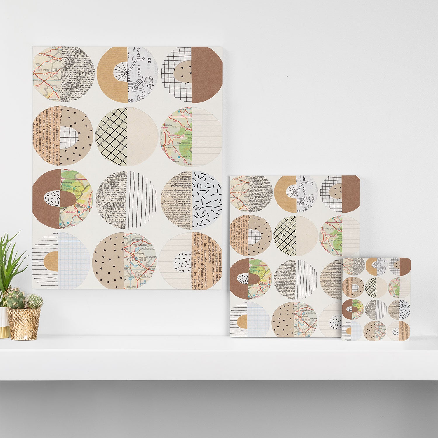 Patterned Circles: Maps & Kraft Paper Canvas Print Gallery Image 3