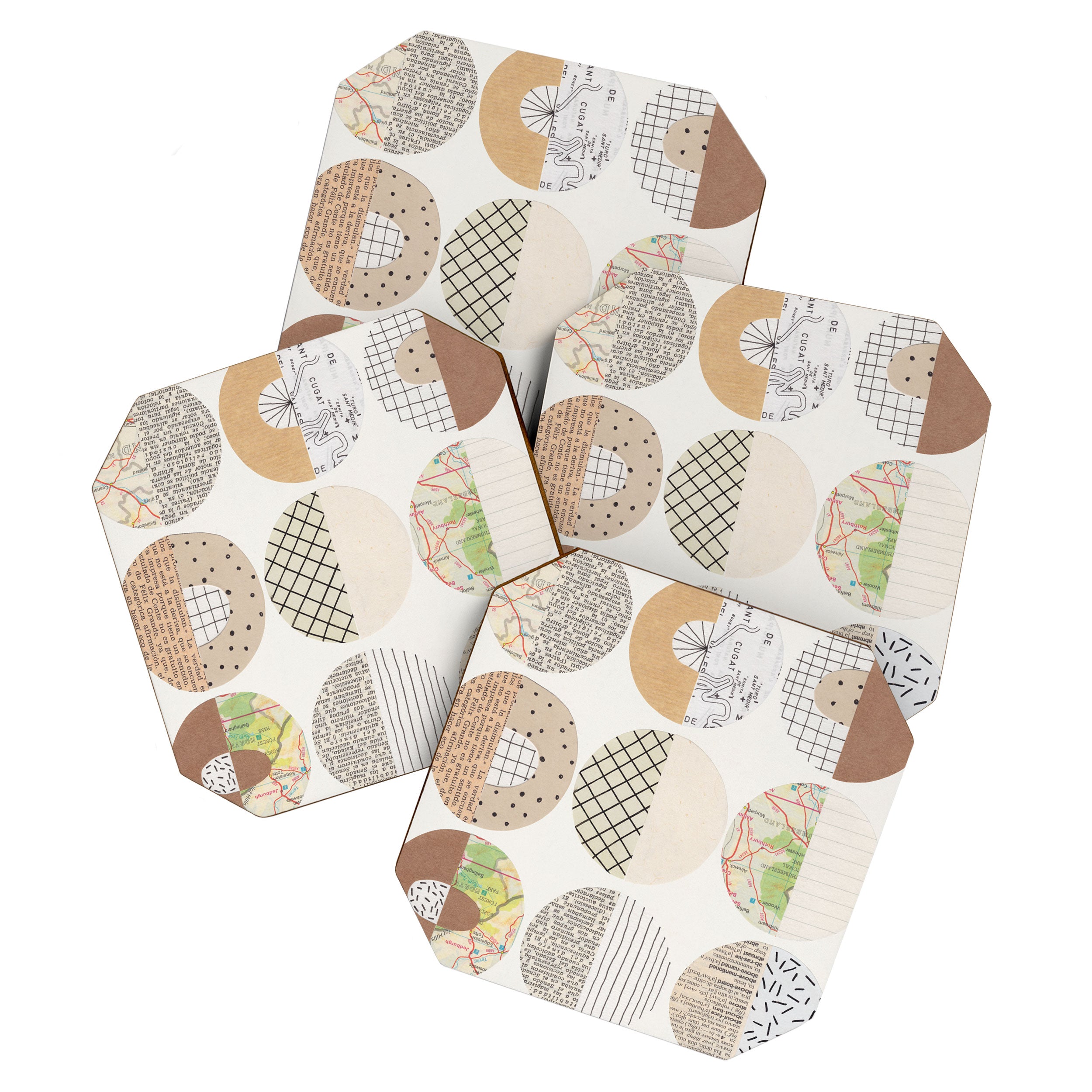 Patterned Circles: Maps & Kraft Paper Coaster Gallery Image 1