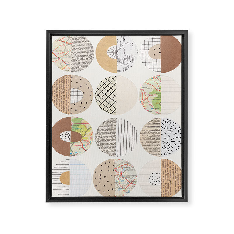 Patterned Circles: Maps & Kraft Paper Framed Canvas Print Gallery Image 8
