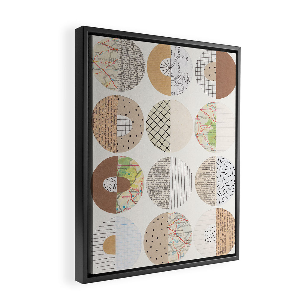 Patterned Circles: Maps & Kraft Paper Framed Canvas Print Gallery Image 2