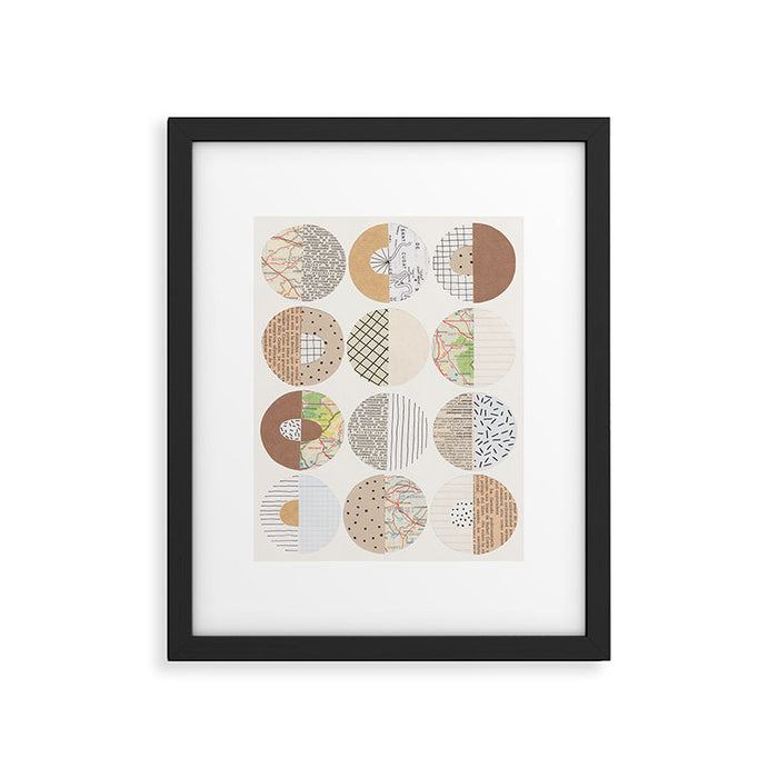 Patterned Circles: Maps & Kraft Paper Framed Art Print Gallery Image 1